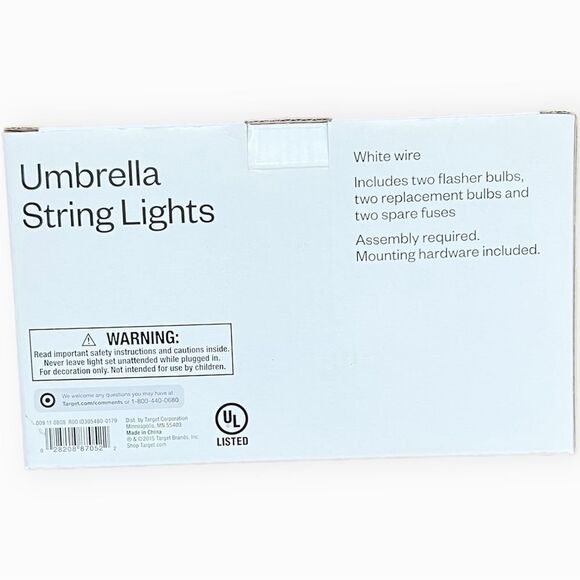 NWT Room Essentials Indoor Outdoor White Wire Umbrella String Lights. 54 Lights. - Picture 2 of 2
